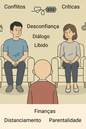 Casal - Conflitos - Libido - Desconfiança - Parentalidade - Diálogo